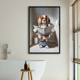 Cavalier King Charles Spaniel Framed Canvas Prints Wall Art, Funny Bathroom Decor, Dog In Toilet