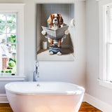 Cavalier King Charles Spaniel Canvas Prints Wall Art, Funny Bathroom Decor, Dog in Toilet