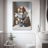 Cavalier King Charles Spaniel Canvas Prints Wall Art, Funny Bathroom Decor, Dog in Toilet