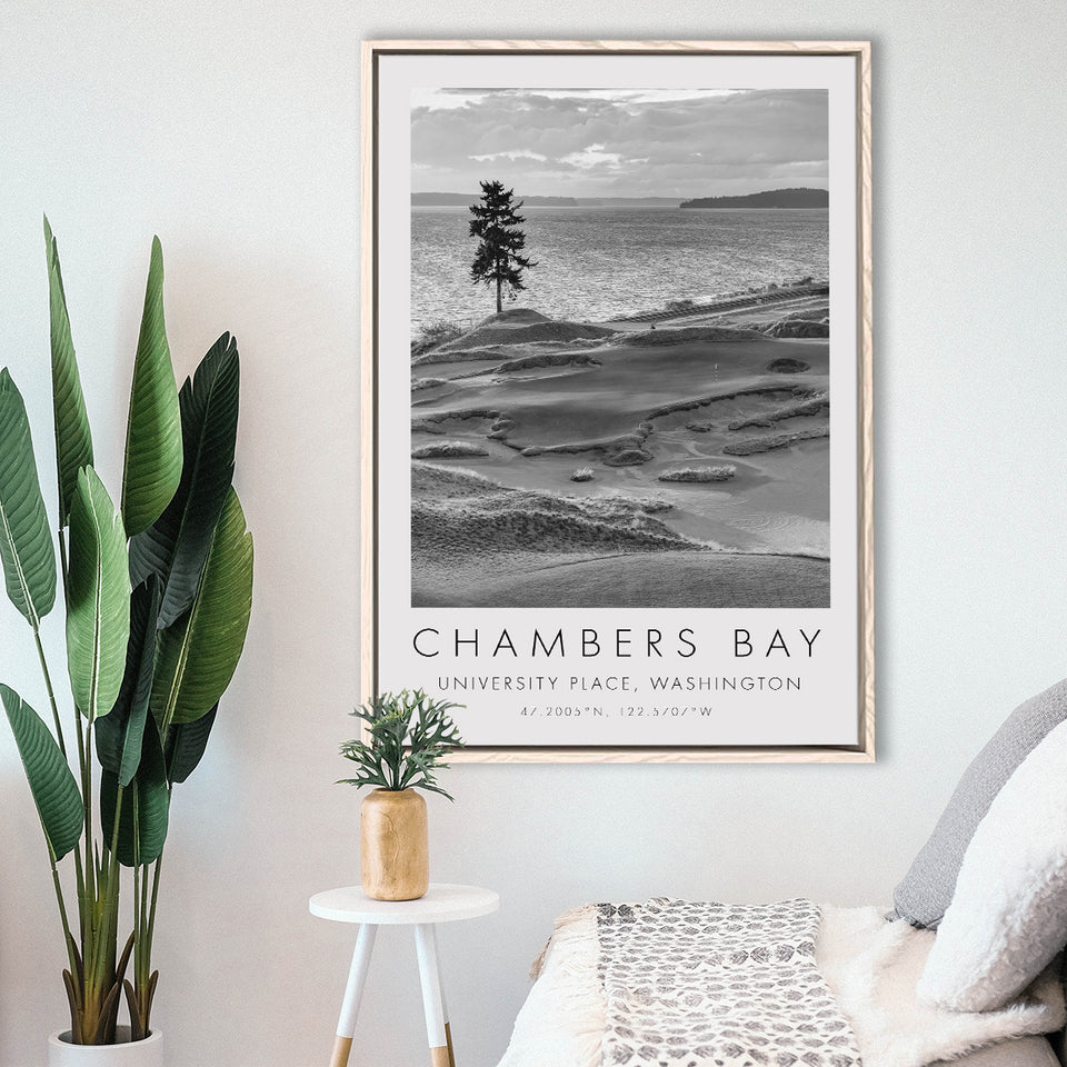 Chambers Bay Golf Course, Hole 15, Golf Art Print, Floating Frame, Framed Canvas Print Wall Art