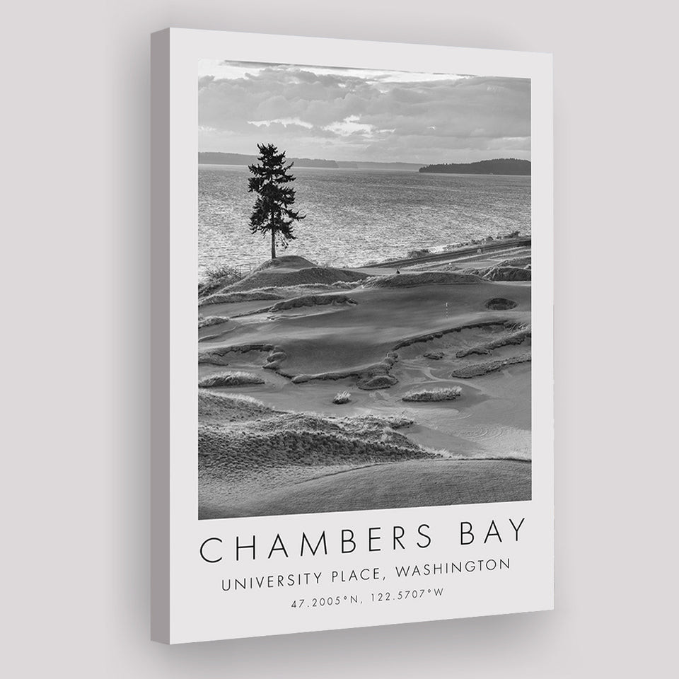 Chambers Bay Golf Course, Hole 15, Golf Art Print, Gift for him, Canvas Print Wall Art