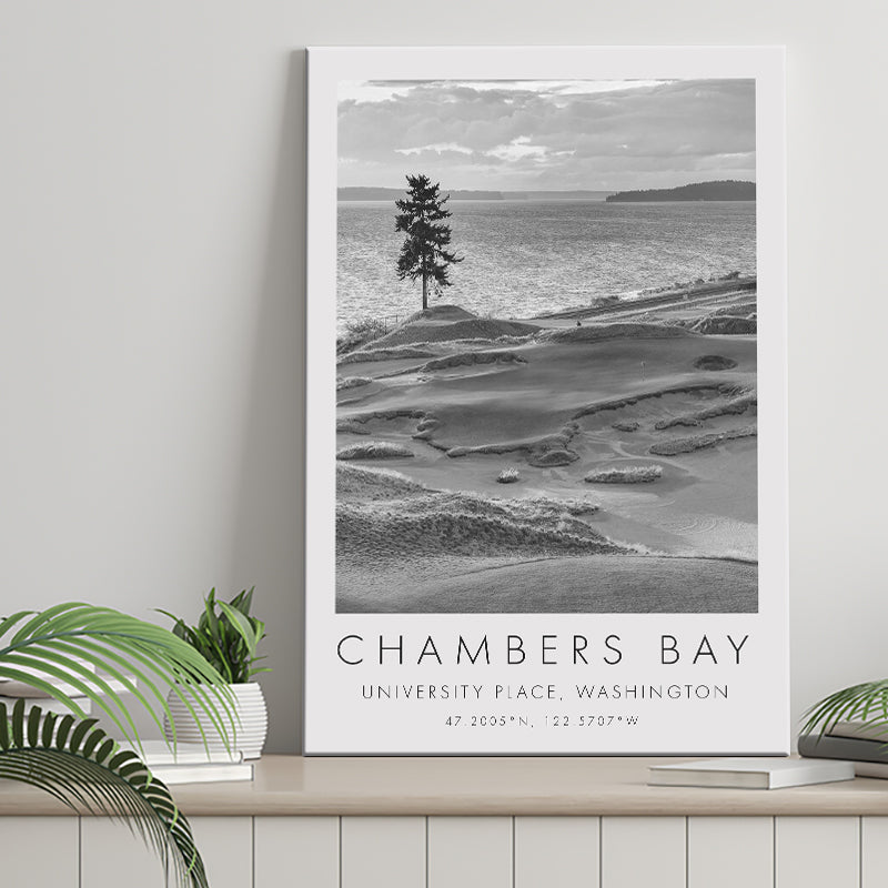 Chambers Bay Golf Course, Hole 15, Golf Art Print, Gift for him, Canvas Print Wall Art