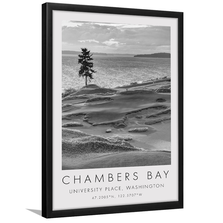 Chambers Bay Golf Course, Hole 15, Golf Art, Gift for him, Framed Art Print Wall Decor