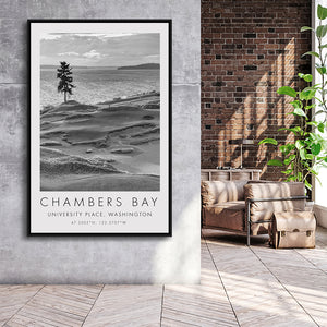 Chambers Bay Golf Course, Hole 15, Golf Art Print, Floating Frame, Framed Canvas Print Wall Art