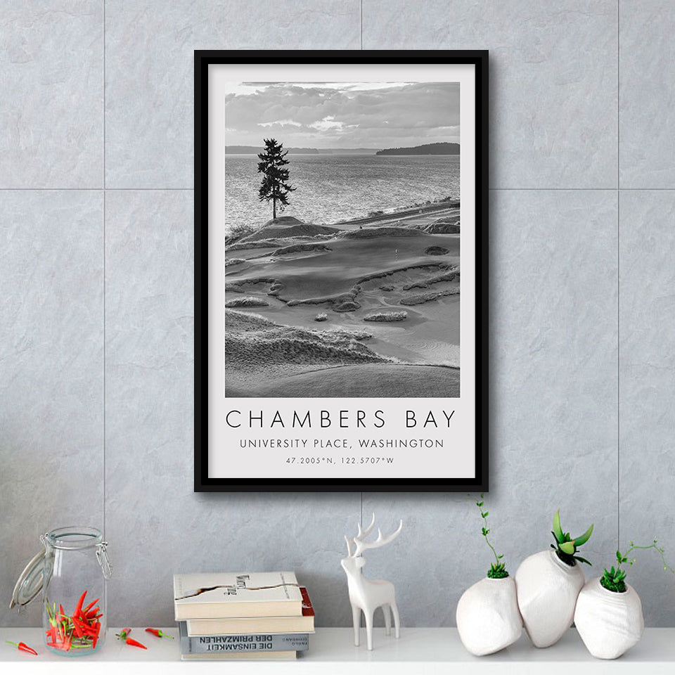 Chambers Bay Golf Course, Hole 15, Golf Art Print, Floating Frame, Framed Canvas Print Wall Art