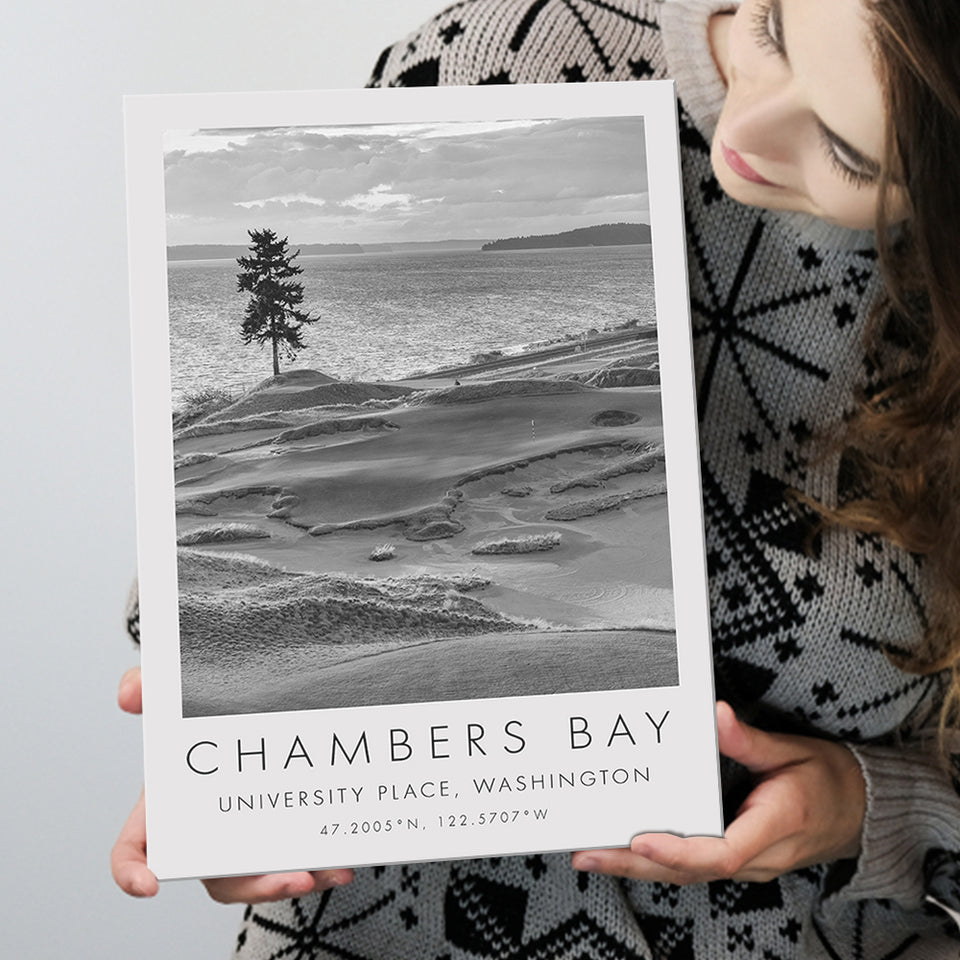 Chambers Bay Golf Course, Hole 15, Golf Art Print, Gift for him, Canvas Print Wall Art