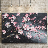 Cherry Blossom Tree Painting Knife Oil Painting, Canvas Print Wall Art Decor, Landscape Art Print