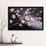 Cherry Blossom Tree Painting Knife Oil Painting, Framed Canvas Print Wall Art Decor,Floating Frame