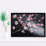 Cherry Blossom Tree Painting Knife Oil Painting, Framed Art Print Wall Decor, Framed Picture