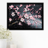 Cherry Blossom Tree Painting Knife Oil Painting, Framed Canvas Print Wall Art Decor,Floating Frame