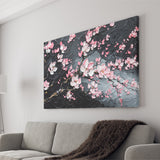 Cherry Blossom Tree Painting Knife Oil Painting, Canvas Print Wall Art Decor, Landscape Art Print