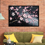 Cherry Blossom Tree Painting Knife Oil Painting, Framed Art Print Wall Decor, Framed Picture