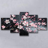 Cherry Blossom Tree Painting Knife Oil Painting, Multi Panel Canvas Print Wall Art Decor, 5 Mixed Panel