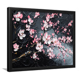 Cherry Blossom Tree Painting Knife Oil Painting, Framed Art Print Wall Decor, Framed Picture