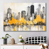 Chicago City Minimalist Boho Style Acrylic Painting V1, Canvas Painting, Canvas Prints Wall Art Decor
