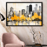 Chicago City Minimalist Boho Style Acrylic Painting V1, Framed Canvas Painting, Framed Canvas Prints Wall Art Decor