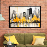 Chicago City Minimalist Boho Style Acrylic Painting V1, Framed Art Print Wall Decor, Framed Picture