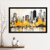 Chicago City Minimalist Boho Style Acrylic Painting V1, Framed Canvas Painting, Framed Canvas Prints Wall Art Decor