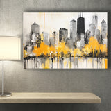 Chicago City Minimalist Boho Style Acrylic Painting V1, Canvas Painting, Canvas Prints Wall Art Decor