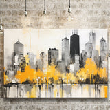 Chicago City Minimalist Boho Style Acrylic Painting V1, Canvas Painting, Canvas Prints Wall Art Decor