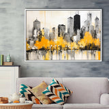 Chicago City Minimalist Boho Style Acrylic Painting V1, Framed Canvas Painting, Framed Canvas Prints Wall Art Decor