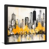 Chicago City Minimalist Boho Style Acrylic Painting V1, Framed Art Print Wall Decor, Framed Picture