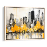 Chicago City Minimalist Boho Style Acrylic Painting V1, Framed Canvas Painting, Framed Canvas Prints Wall Art Decor