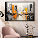 Chicago City Minimalist Abstract Acrylic Painting, Framed Canvas Painting, Framed Canvas Prints Wall Art Decor