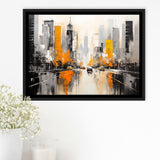 Chicago City Minimalist Abstract Acrylic Painting, Framed Canvas Painting, Framed Canvas Prints Wall Art Decor
