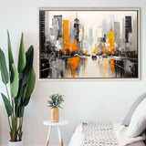 Chicago City Minimalist Abstract Acrylic Painting, Framed Canvas Painting, Framed Canvas Prints Wall Art Decor