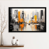 Chicago City Minimalist Abstract Acrylic Painting, Framed Canvas Painting, Framed Canvas Prints Wall Art Decor