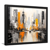 Chicago City Minimalist Abstract Acrylic Painting, Framed Art Print Wall Decor, Framed Picture