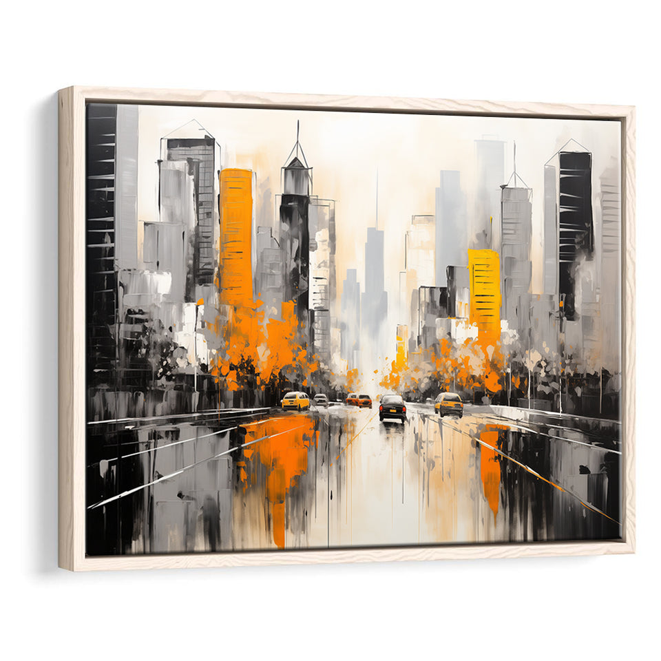 Chicago City Minimalist Abstract Acrylic Painting, Framed Canvas Painting, Framed Canvas Prints Wall Art Decor