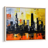 Chicago Skyline Abstract Acrylic Painting V2, Framed Canvas Painting, Framed Canvas Prints Wall Art Decor