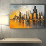 Chicago Skyline Acrylic Painting Mixed Color V1, Canvas Painting, Canvas Prints Wall Art Decor