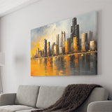 Chicago Skyline Acrylic Painting Mixed Color V1, Canvas Painting, Canvas Prints Wall Art Decor