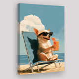 Chihuahua On The Beach, Summer Art, Pet Lover Art, Vintage Painting, Canvas Print Wall Art, Wall Decor