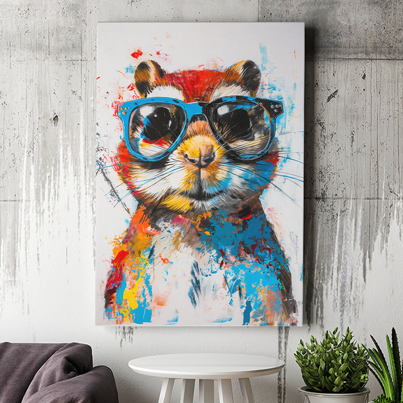 Chipmunk Wearing Sungglasses,Kids Art Painting, Canvas Prints Wall Art Home Decor, Painting Canvas Art