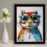 Chipmunk Wearing Sungglasses,Kids Art Painting, Framed Art Prints Wall Decor, Picture Framed Painting