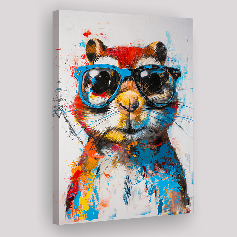 Chipmunk Wearing Sungglasses,Kids Art Painting, Canvas Prints Wall Art Home Decor, Painting Canvas Art