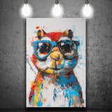 Chipmunk Wearing Sungglasses,Kids Art Painting, Canvas Prints Wall Art Home Decor, Painting Canvas Art