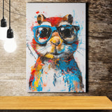 Chipmunk Wearing Sungglasses,Kids Art Painting, Canvas Prints Wall Art Home Decor, Painting Canvas Art