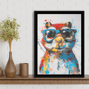 Chipmunk Wearing Sungglasses,Kids Art Painting, Framed Canvas Prints Wall Art Decor, Floarting Frame Painting Canvas Art