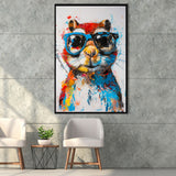 Chipmunk Wearing Sungglasses,Kids Art Painting, Framed Canvas Prints Wall Art Decor, Floarting Frame Painting Canvas Art