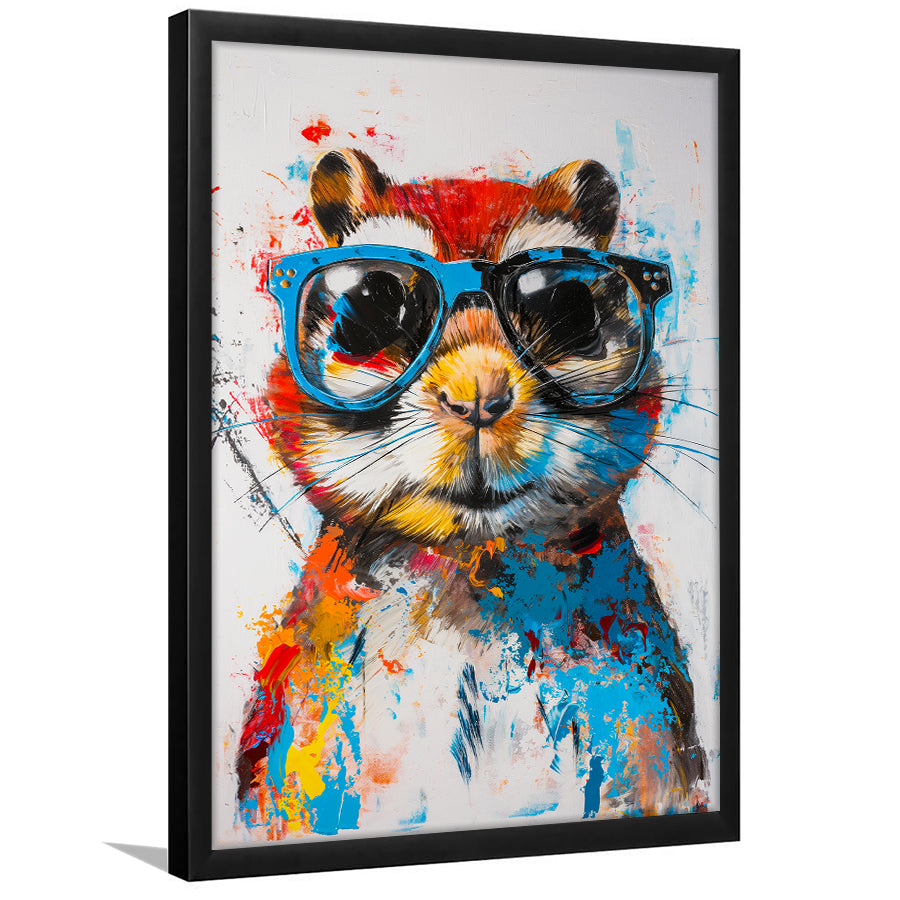 Chipmunk Wearing Sungglasses,Kids Art Painting, Framed Art Prints Wall Decor, Picture Framed Painting