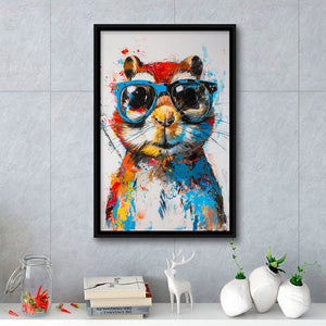 Chipmunk Wearing Sungglasses,Kids Art Painting, Framed Canvas Prints Wall Art Decor, Floarting Frame Painting Canvas Art