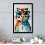 Chipmunk Wearing Sungglasses,Kids Art Painting, Framed Canvas Prints Wall Art Decor, Floarting Frame Painting Canvas Art