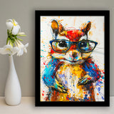 Chipmunk  Portrait Wearing Sungglasses, Kids Art, Framed Art Prints Wall Decor, Picture Framed Painting