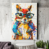 Chipmunk  Portrait Wearing Sungglasses, Kids Art, Canvas Prints Wall Art Home Decor, Painting Canvas Art