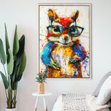 Chipmunk  Portrait Wearing Sungglasses, Kids Art, Framed Canvas Prints Wall Art Decor, Floarting Frame Painting Canvas Art